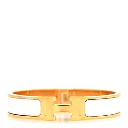 Hermes Enamel Narrow Clic Clac H Bracelet PM White 1 of 5
