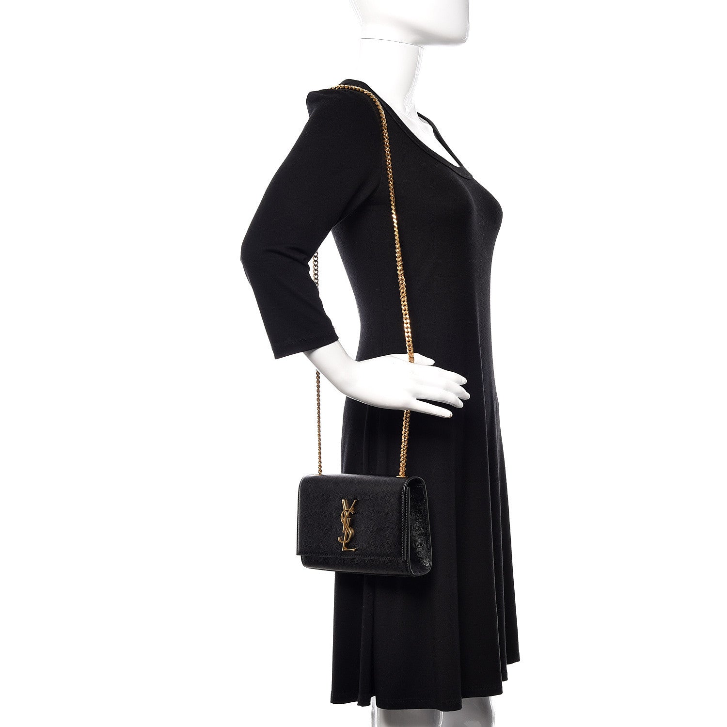 Saint Laurent Grain De Poudre Small Monogram Kate Satchel Black 2 of 9