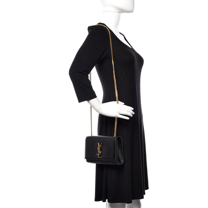 Saint Laurent Grain De Poudre Small Monogram Kate Satchel Black 2 of 9