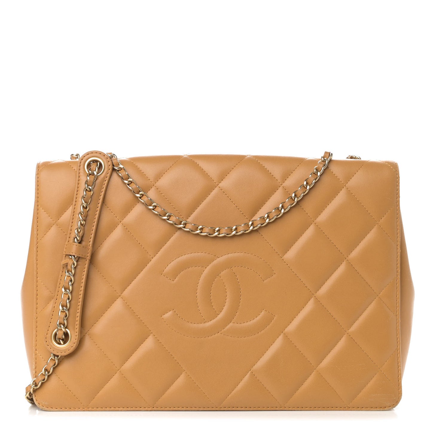 Lambskin Quilted Medium Diamond CC Flap Beige