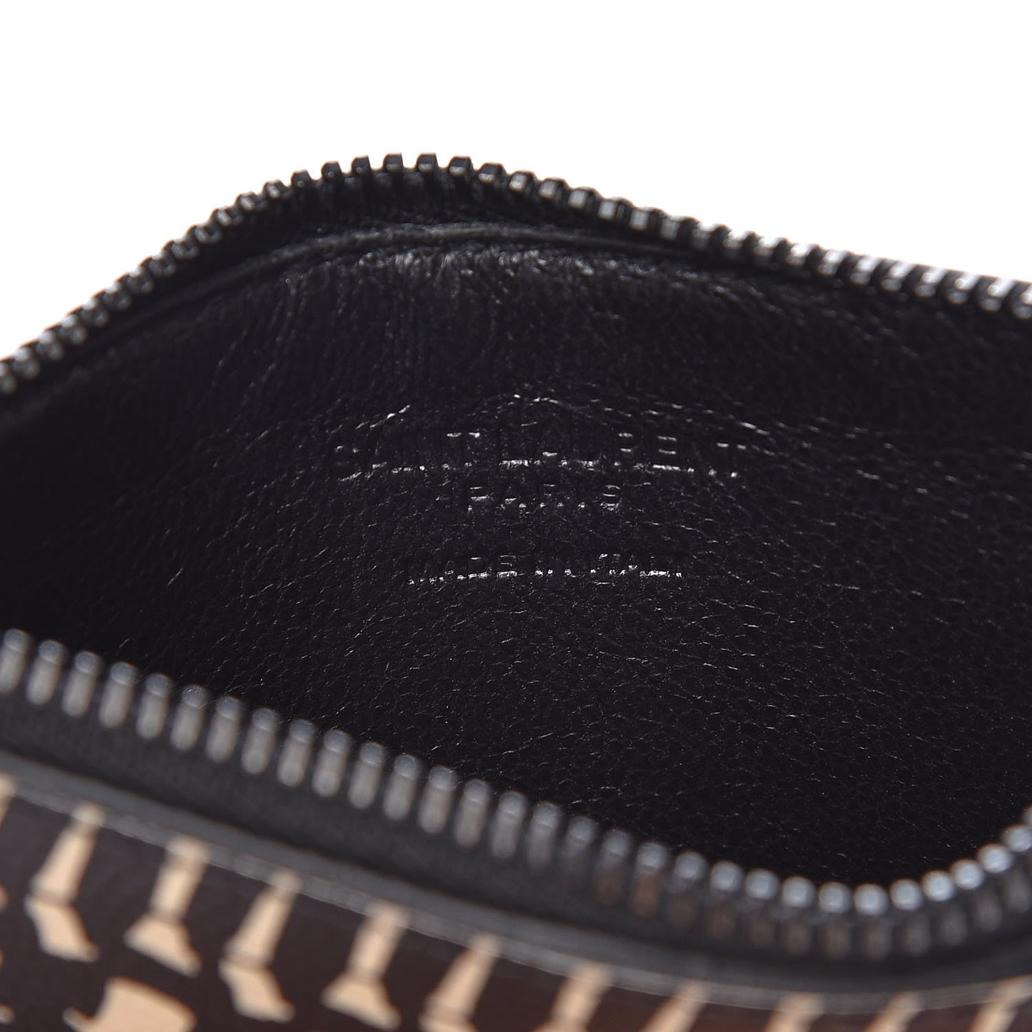 Saint Laurent Grain de Poudre Skeleton Print 5 Fragments Zip Pouch Card Holder Black 6 of 7