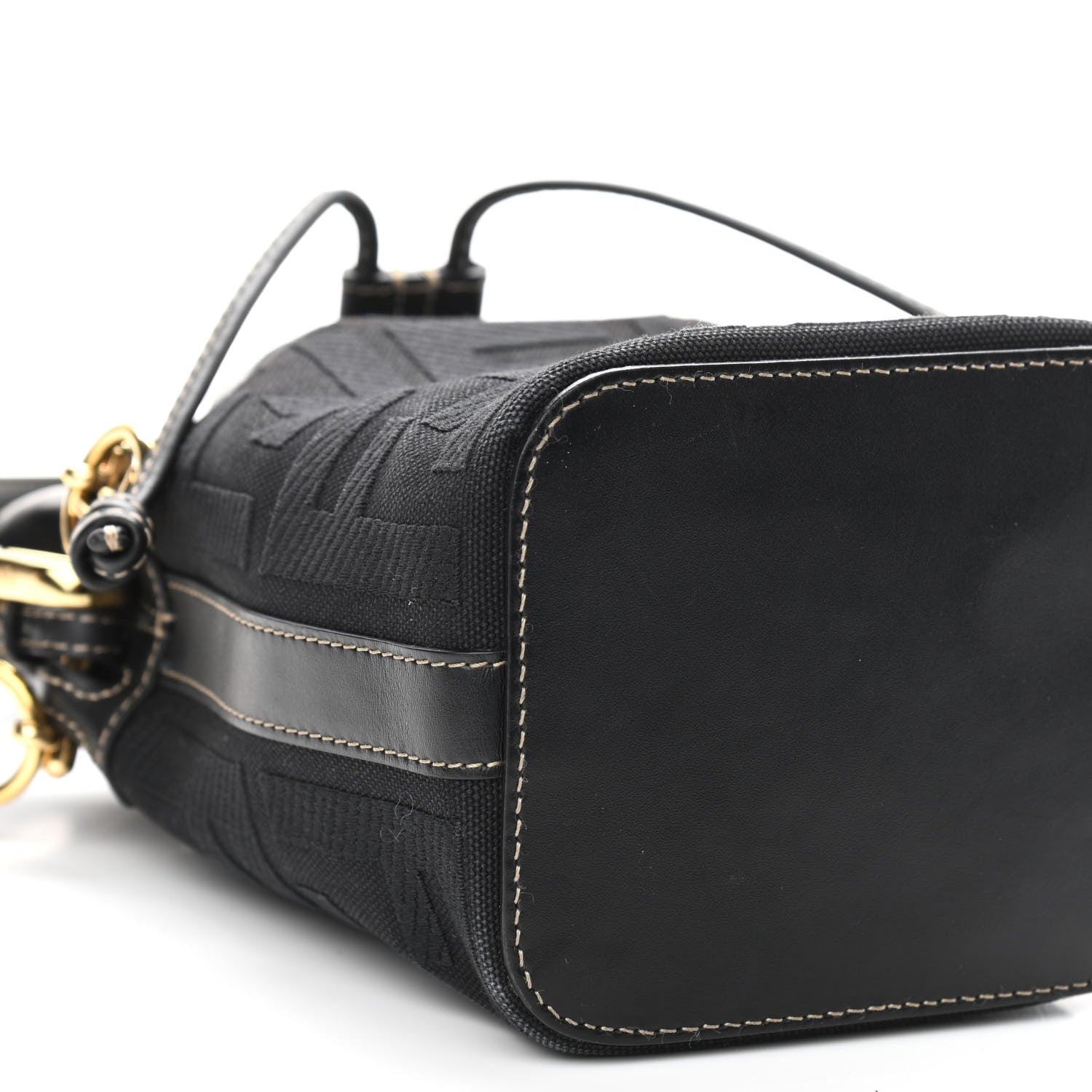 Fendi Canvas Vitello King F is Fendi FF Embroidered Mini Mon Tresor Bucket Bag Black 10 of 11