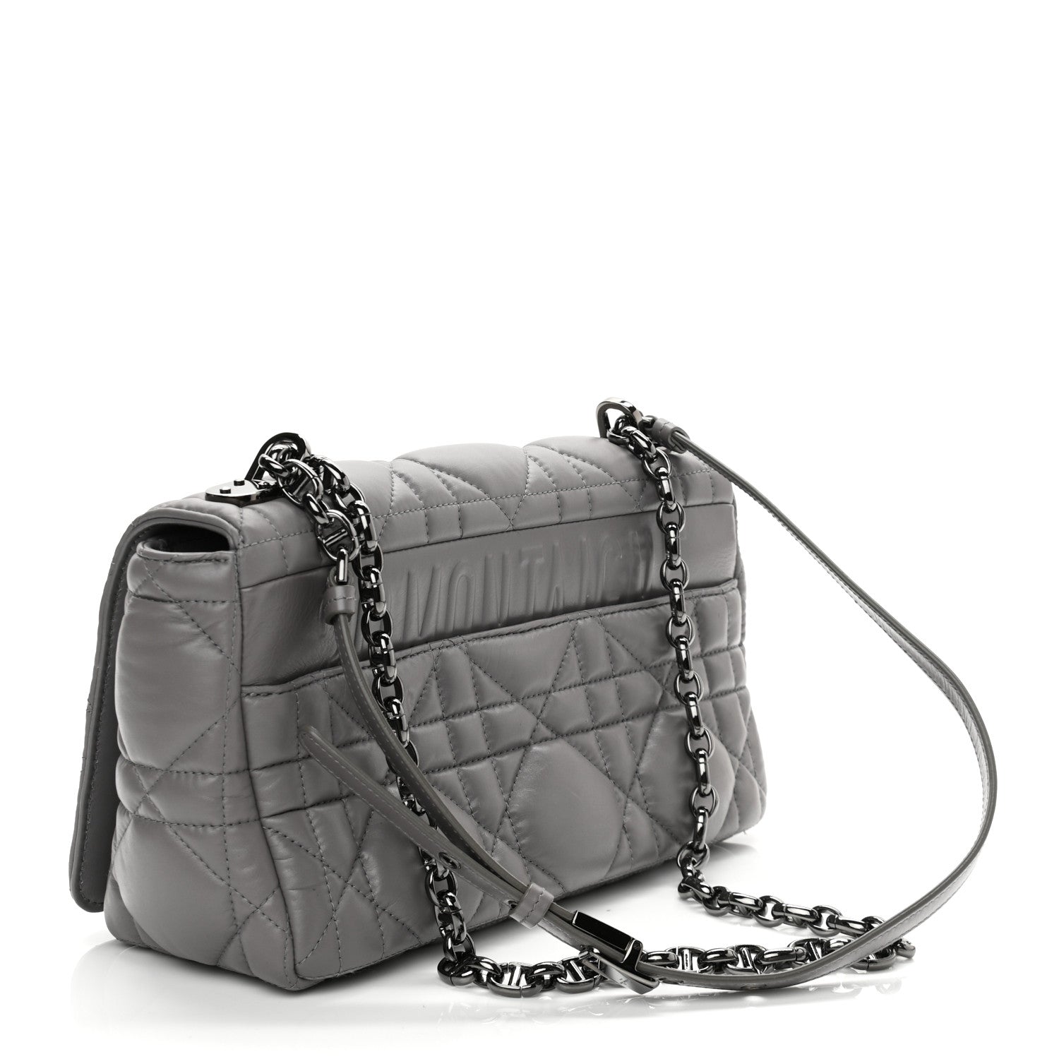 Christian Dior Calfskin Macrocannage Medium Caro Bag Iron Grey 3 of 10
