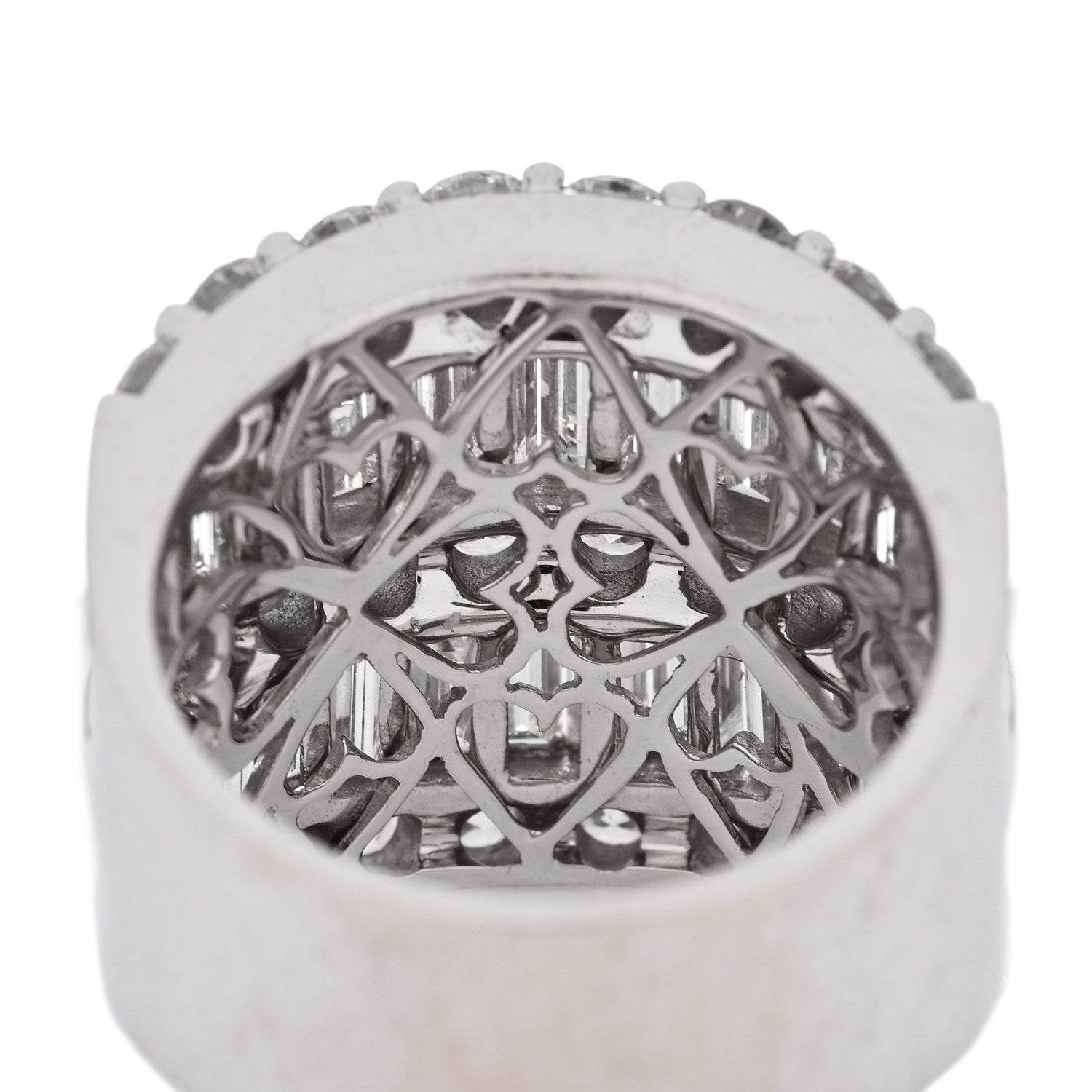 Parker & West by FASHIONPHILE 18K White Gold Diamond 4.12ctw Round Baguette Cut Five Row Band Ring 53 6.5 7 of 7