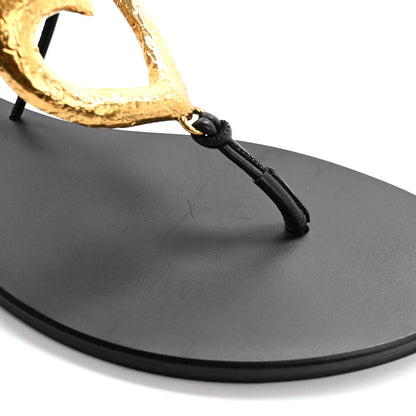 Saint Laurent Calfskin Can Flat Sandals 39 Black 8 of 9
