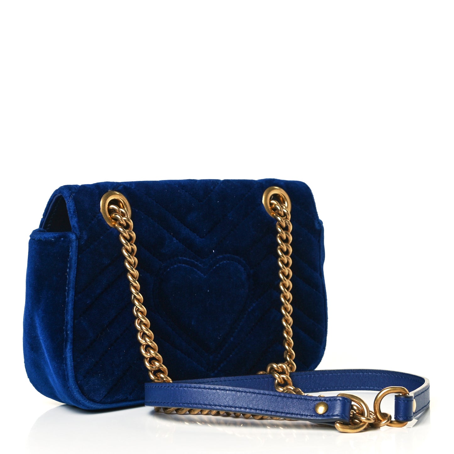 Velvet Matelasse Mini GG Marmont Shoulder Bag Cobalt Blue