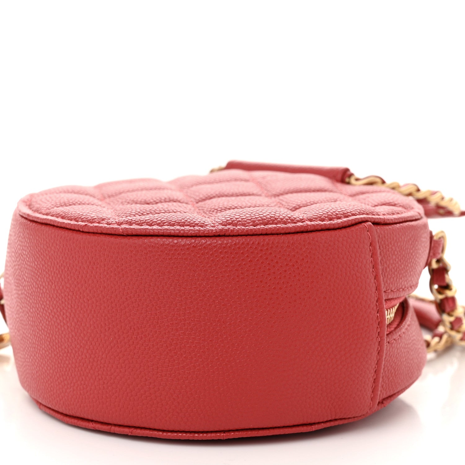 Chanel Caviar Quilted Chain Handle Round Clutch With Chain Bag  Red 10 of 10