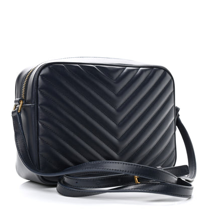 Saint Laurent Calfskin Matelasse Monogram Lou Camera Bag Navy 3 of 9