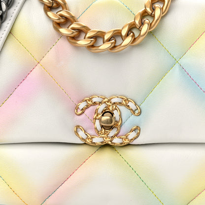 Chanel Printed Goatskin Quilted Medium Chanel 19 Flap White Multicolor 8 of 10