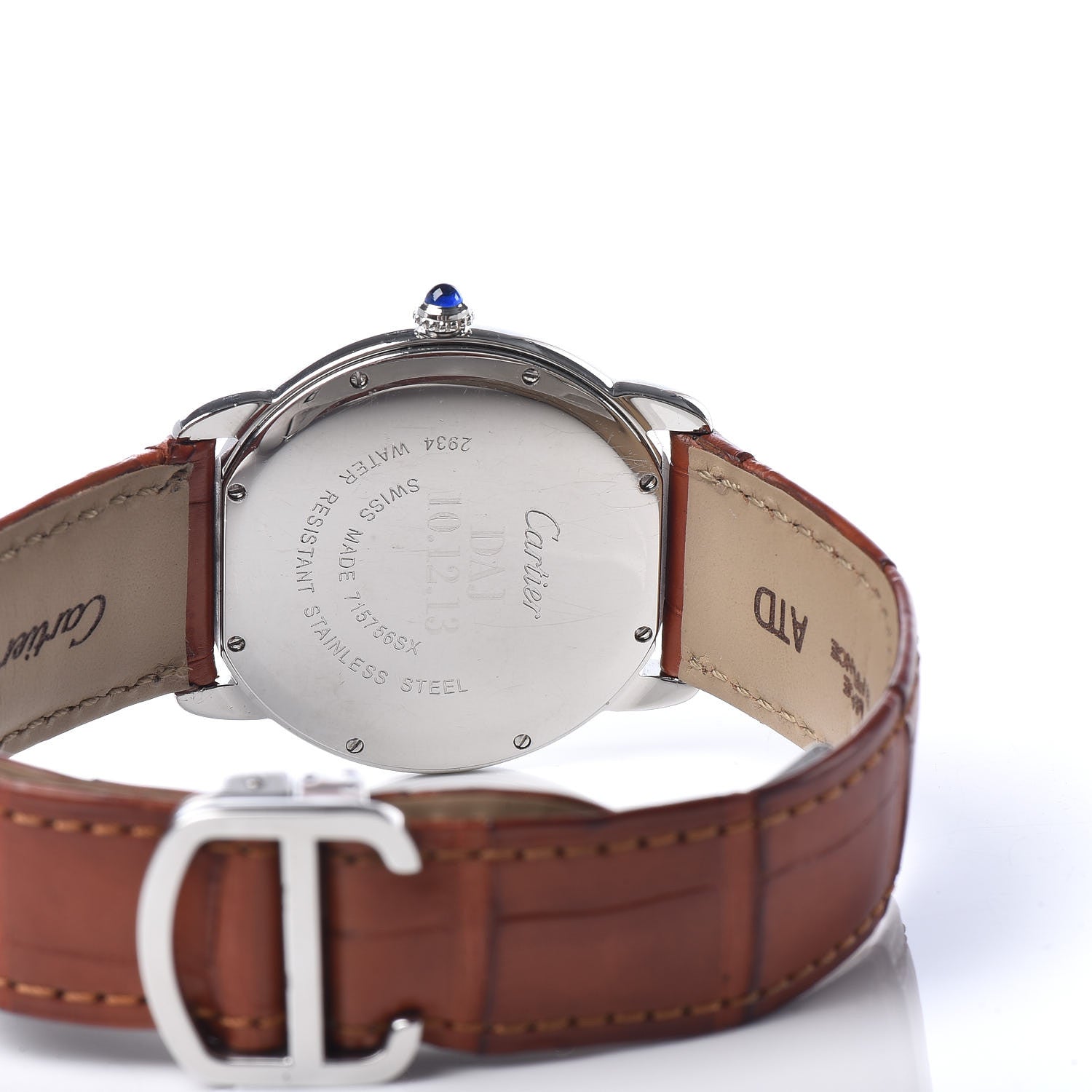 Cartier Stainless Steel Alligator 29mm Ronde Solo Quartz Watch Brown 8 of 10