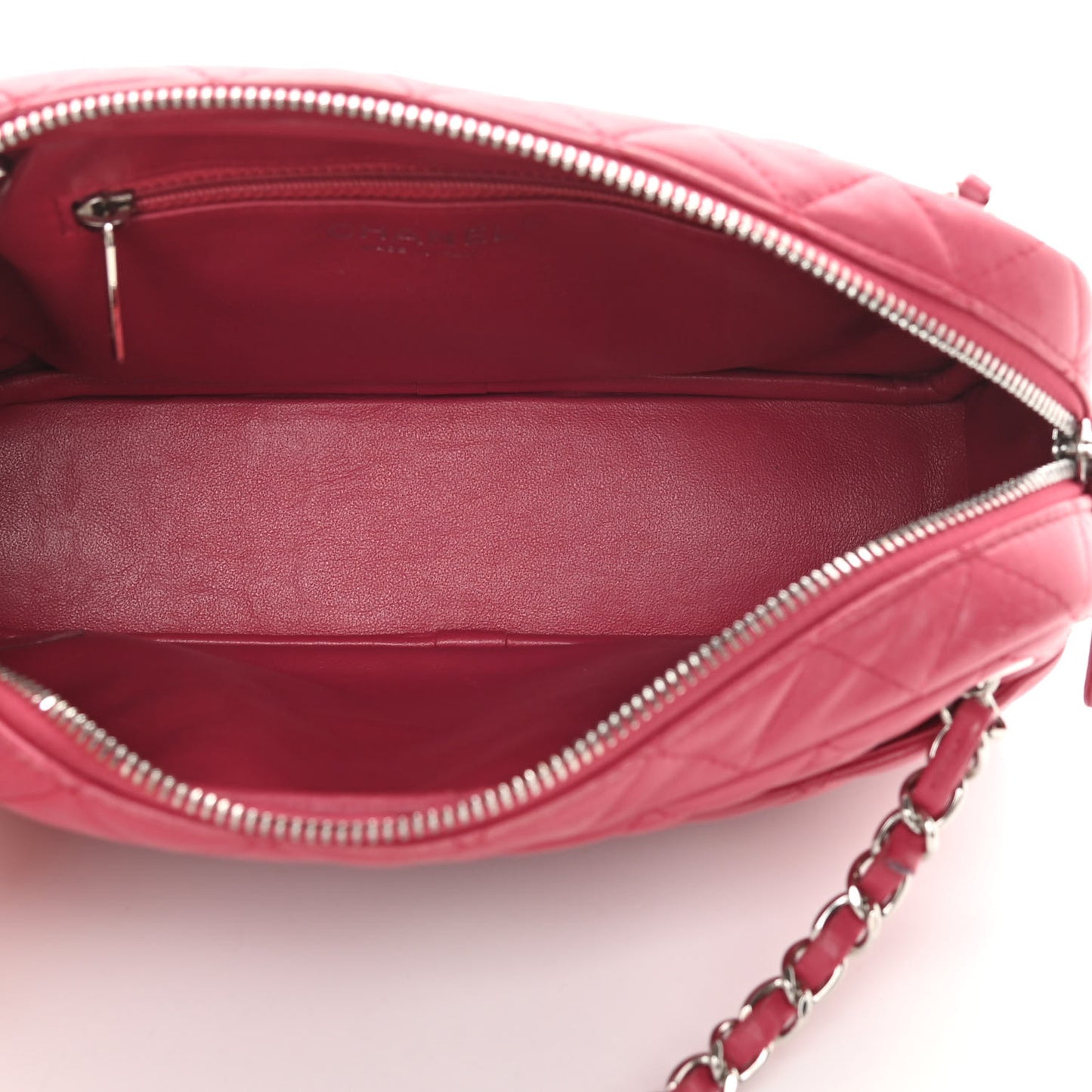 Lambskin Quilted Camera Case Pink