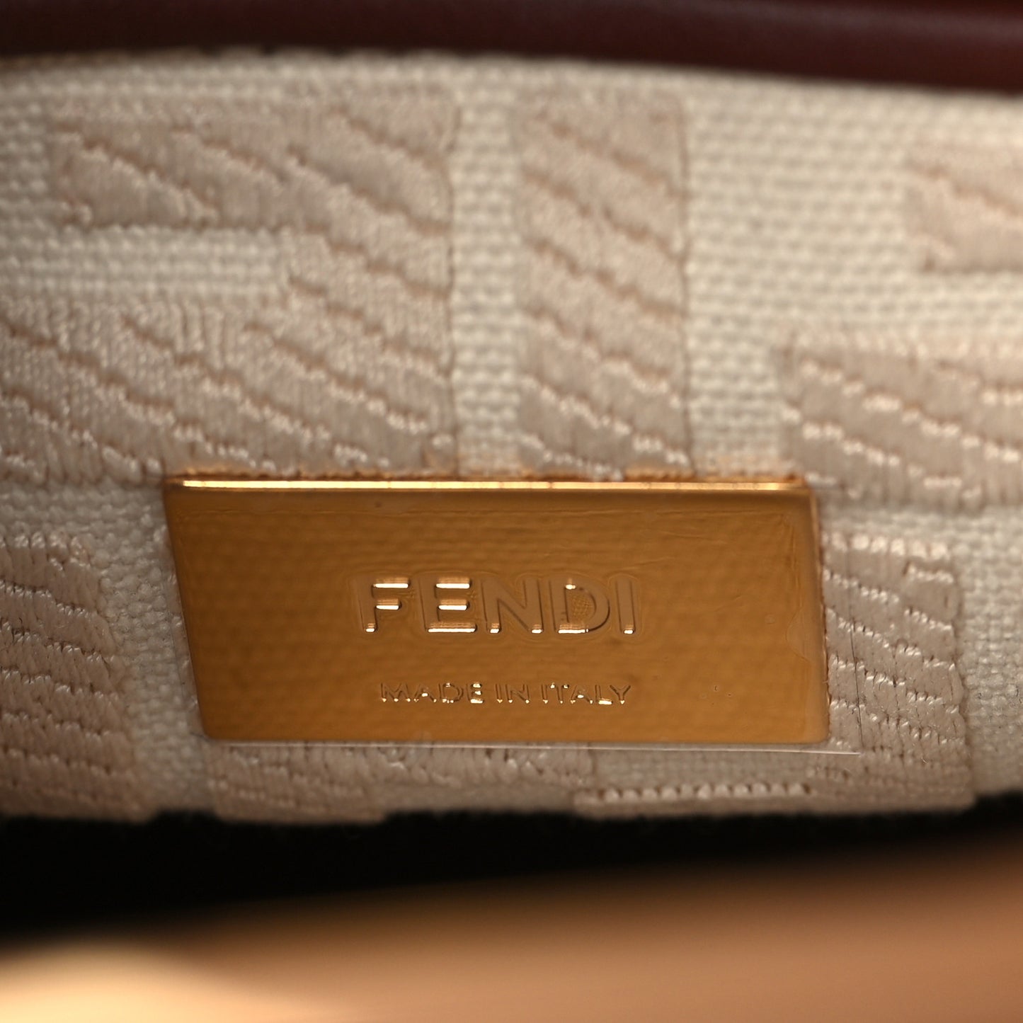 Vitello Seta Canvas FF Embroidered Medium Peekaboo Iconic Satchel Miele