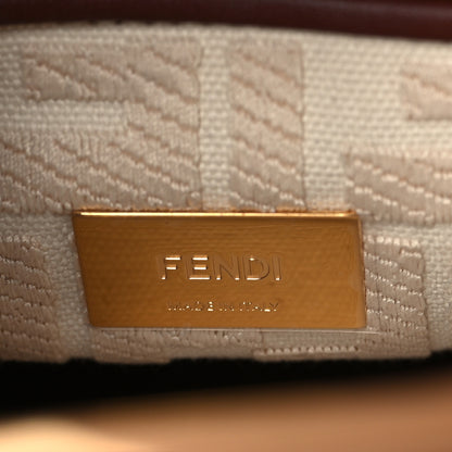Fendi Vitello Seta Canvas FF Embroidered Medium Peekaboo Iconic Satchel Miele 6 of 10
