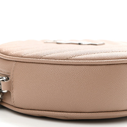Saint Laurent Grain De Poudre Matelasse Chevron Quilted Round Vinyle Camera Bag Gold Sand 9 of 11