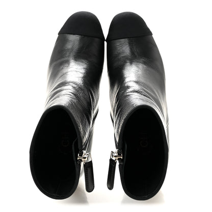 Chanel Crumpled Calfskin Cap Toe Chain Short Boots 35 Black 2 of 10