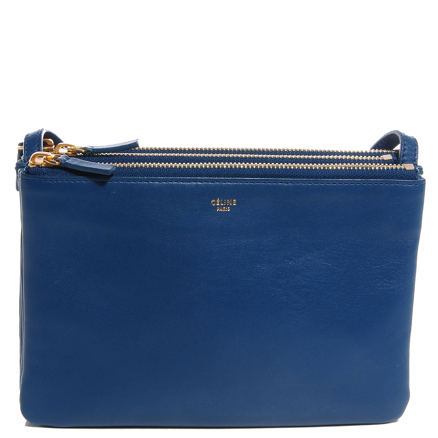 Celine Lambskin Small Trio Crossbody Bag Metallic Blue 1 of 8