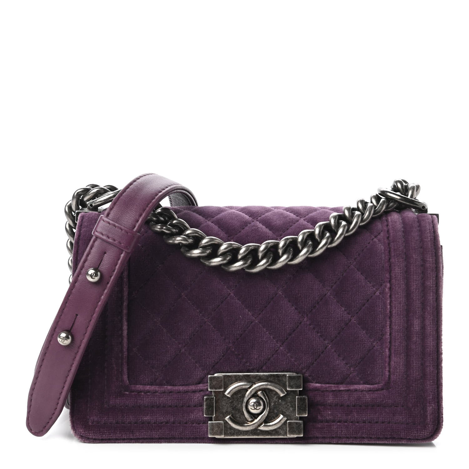 Chanel Velvet Quilted Small Boy Flap Purple 1 of 12