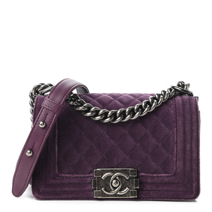 Chanel Velvet Quilted Small Boy Flap Purple 1 of 12