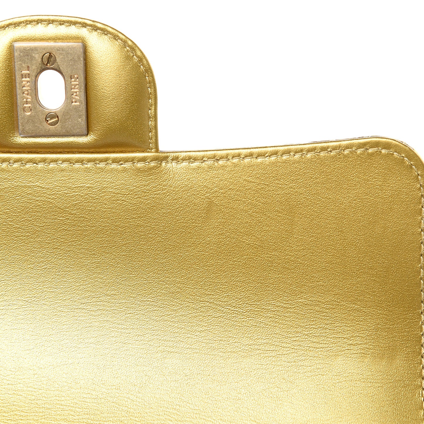 Metallic Calfskin Crocodile Embossed Cocodile Rectangular Mini Flap Gold
