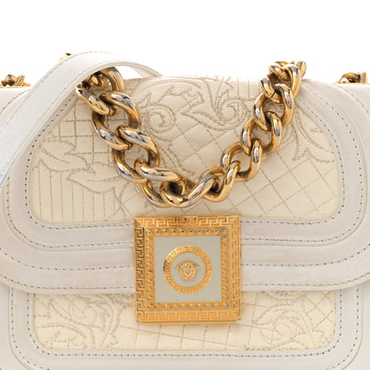 Versace Patent Quilted Medusa Chain Shoulder Bag White 8 of 17