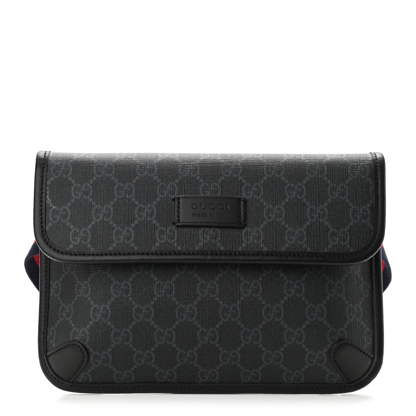 GG Supreme Monogram Web Slim Belt Bag Black Grey