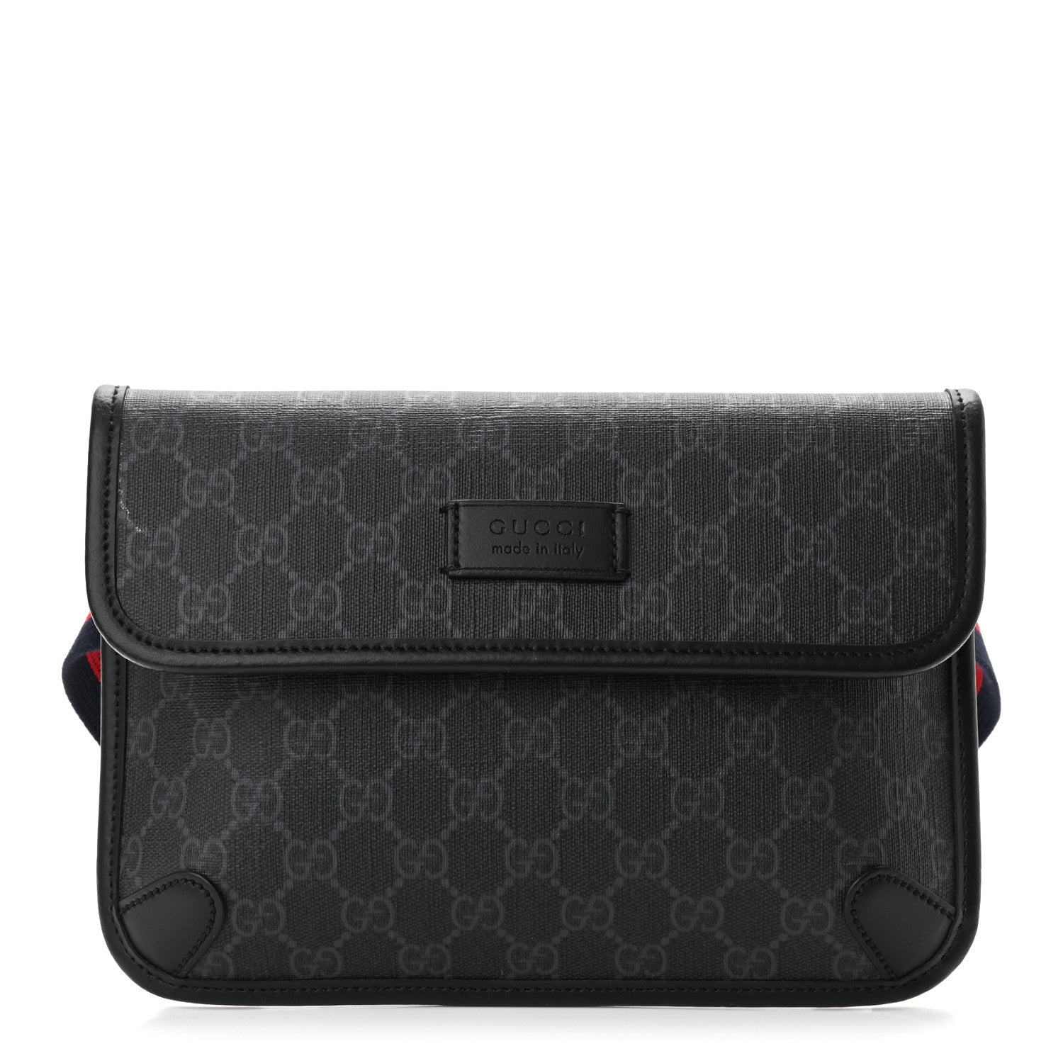 Gucci GG Supreme Monogram Web Slim Belt Bag Black Grey 1 of 9