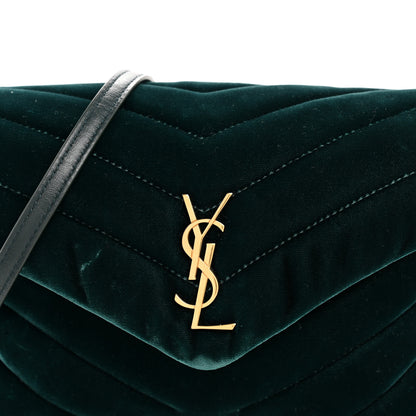 Saint Laurent Velvet Y Quilted Monogram Toy Loulou Chain Satchel Dark Ottanio 7 of 9