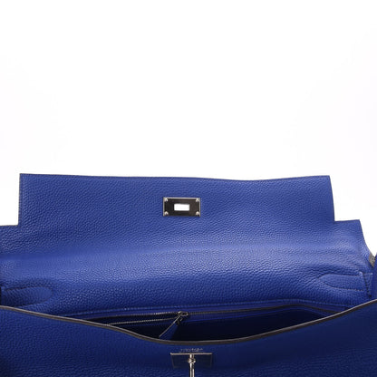Hermes Taurillon Clemence Shoulder Kelly 40 Bleu Electrique 22 of 32