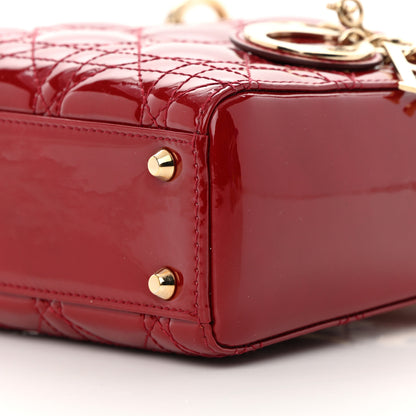 Christian Dior Patent Cannage Mini Lady Dior Red 10 of 12