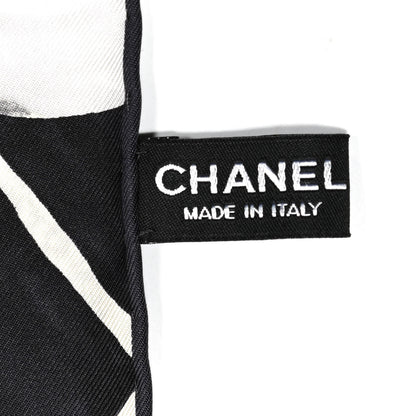 Chanel Silk Camellia CC Square Scarf Black 3 of 3