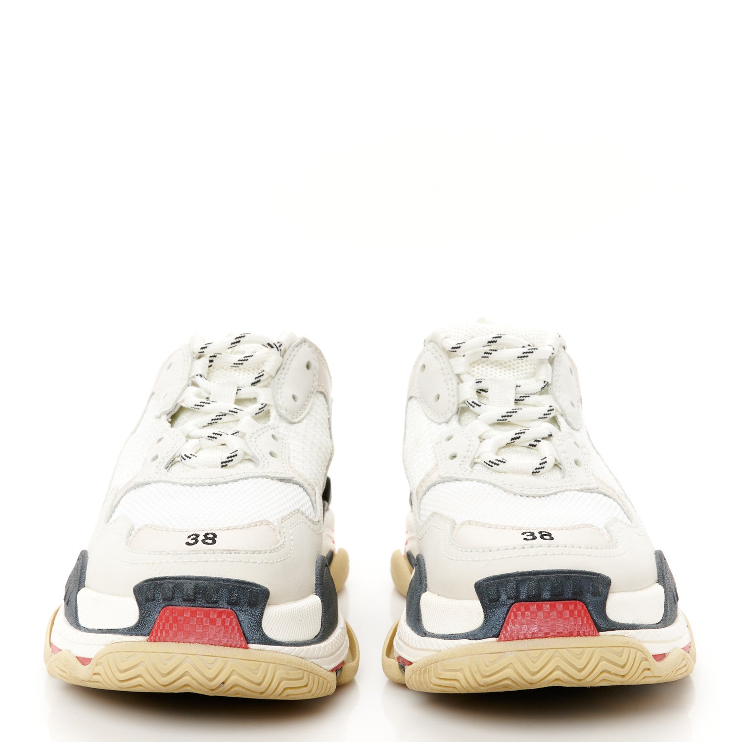 Balenciaga Fabric Mesh Womens Triple S Sneakers 38 Grey Red White 3 of 9