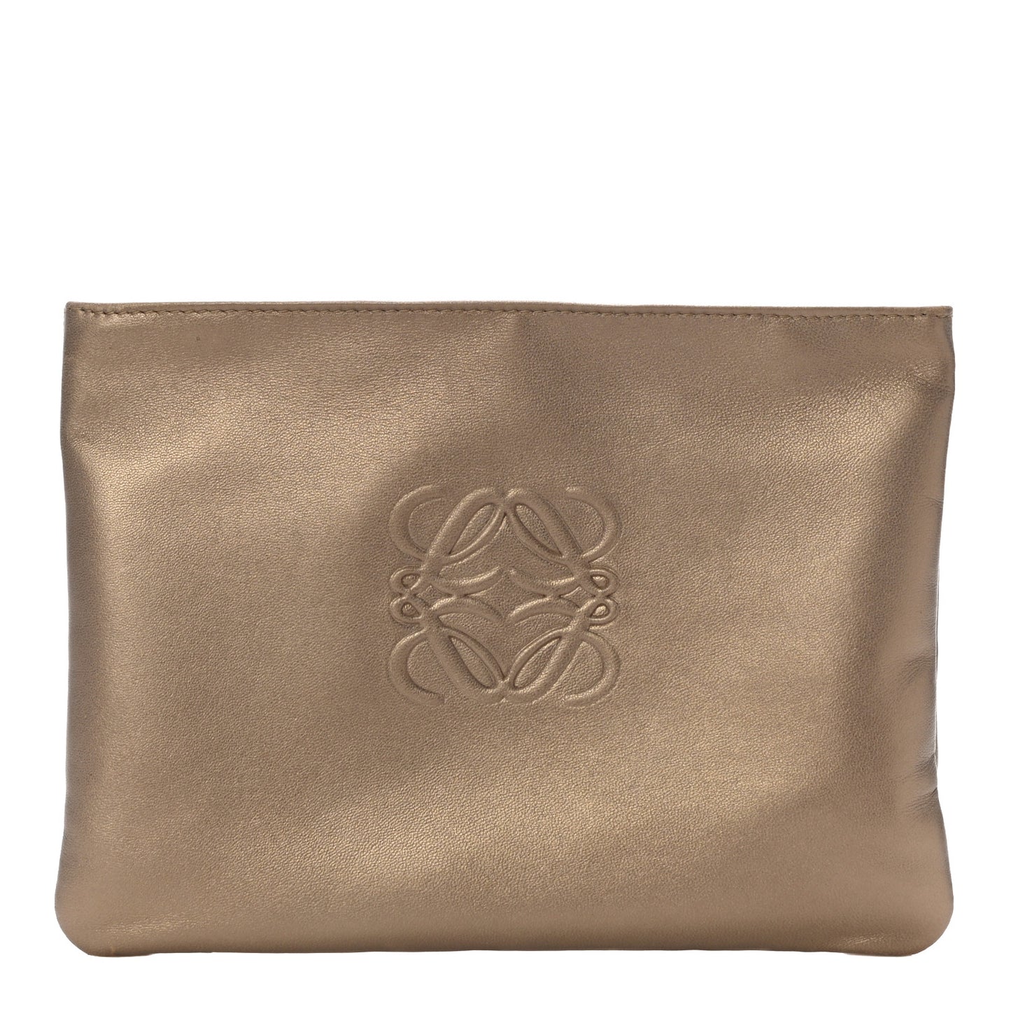 Metallic Lambskin Cosmetic Pouch Gold