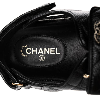 Chanel Grained Calfskin Velcro Dad Sandals 37.5 Black 7 of 10