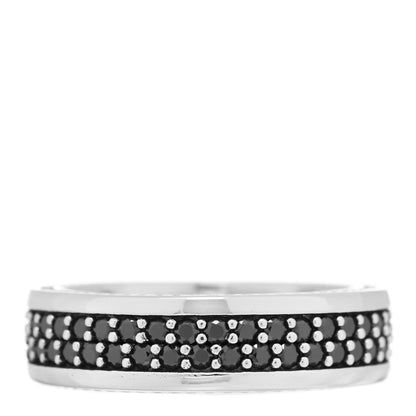 David Yurman Sterling Silver Black Diamond Streamline Two-Row Band Ring 61 9.75 3 of 4