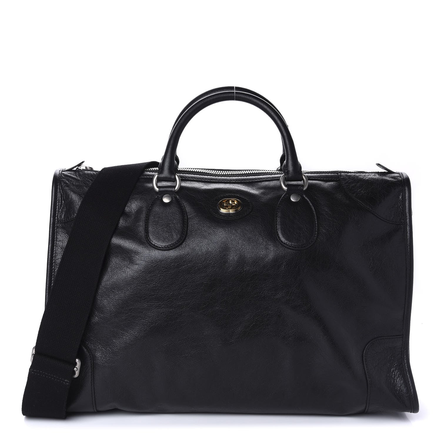Gucci Fluffy Calfskin Morpheus Weekender Duffle Black 1 of 10