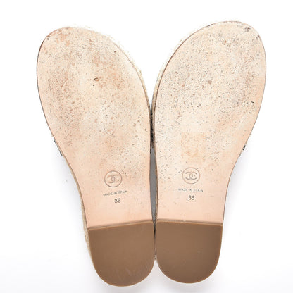 Chanel Lambskin Quilted CC Espadrille Slip On Sandals 35 Black 7 of 11
