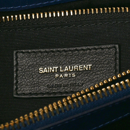 Saint Laurent Calfskin Y Quilted Monogram Medium Loulou Chain Satchel Deep Marine 7 of 13