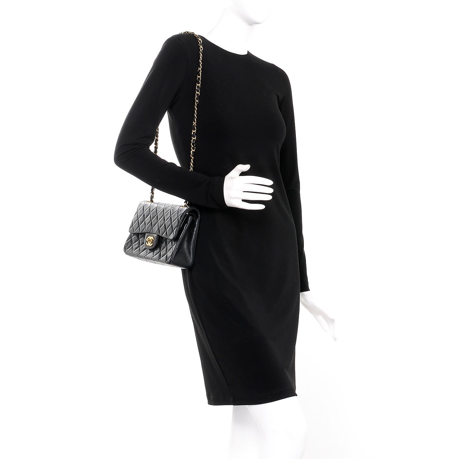 Chanel Lambskin Quilted Small Double Flap Black 2 of 9