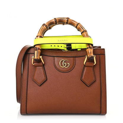 Gucci Wonka Grain Calfskin Mini Diana Tote Bag Cuir Yellow Fluo 1 of 10