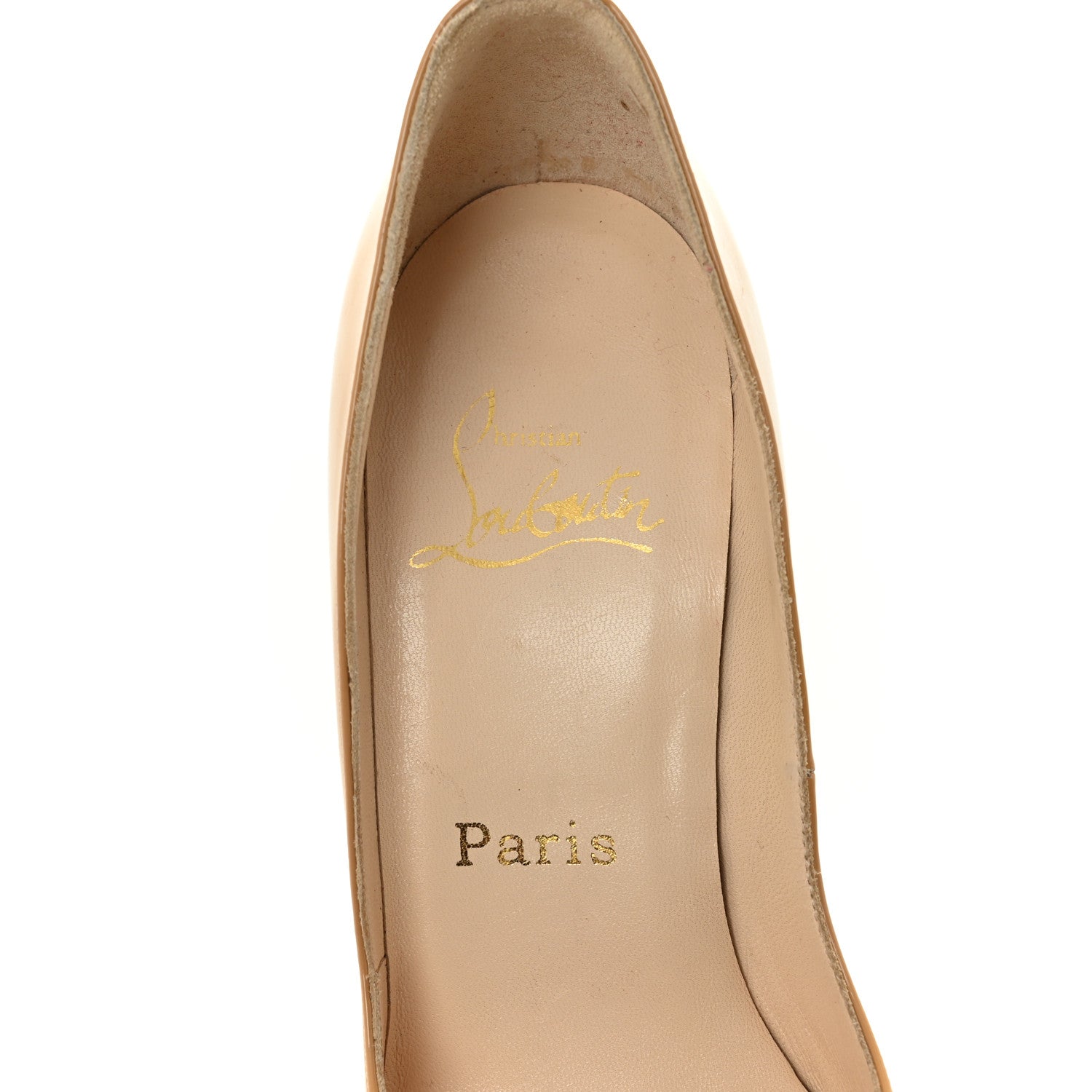 Christian Louboutin Patent Peep Toe 100 Pumps 35.5 Nude 7 of 9