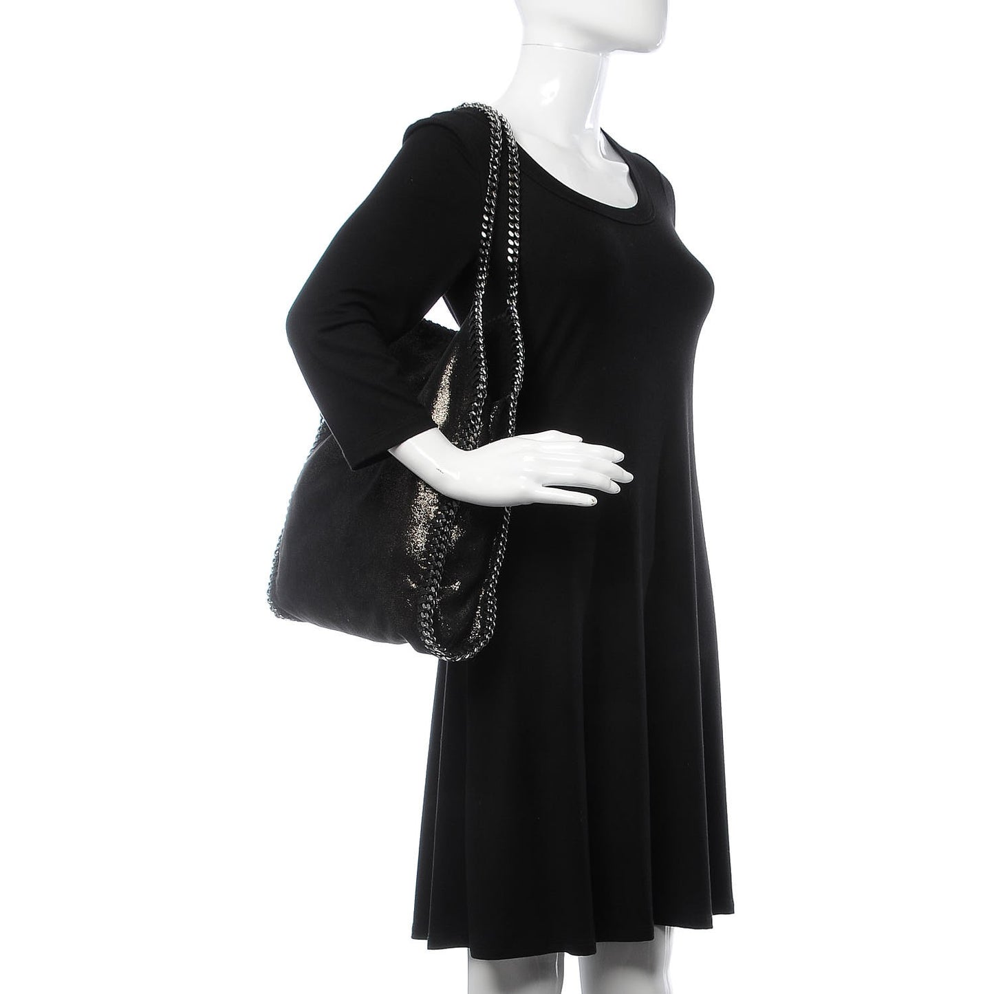Metallic Shaggy Deer Small Falabella Tote Black