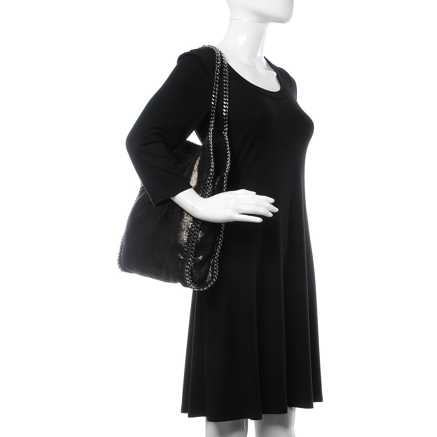 Stella McCartney Metallic Shaggy Deer Small Falabella Tote Black 2 of 11