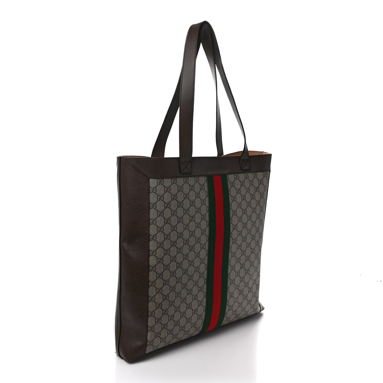 Gucci GG Supreme Monogram Web Large Ophidia Vertical Shopping Tote Brown 2 of 14