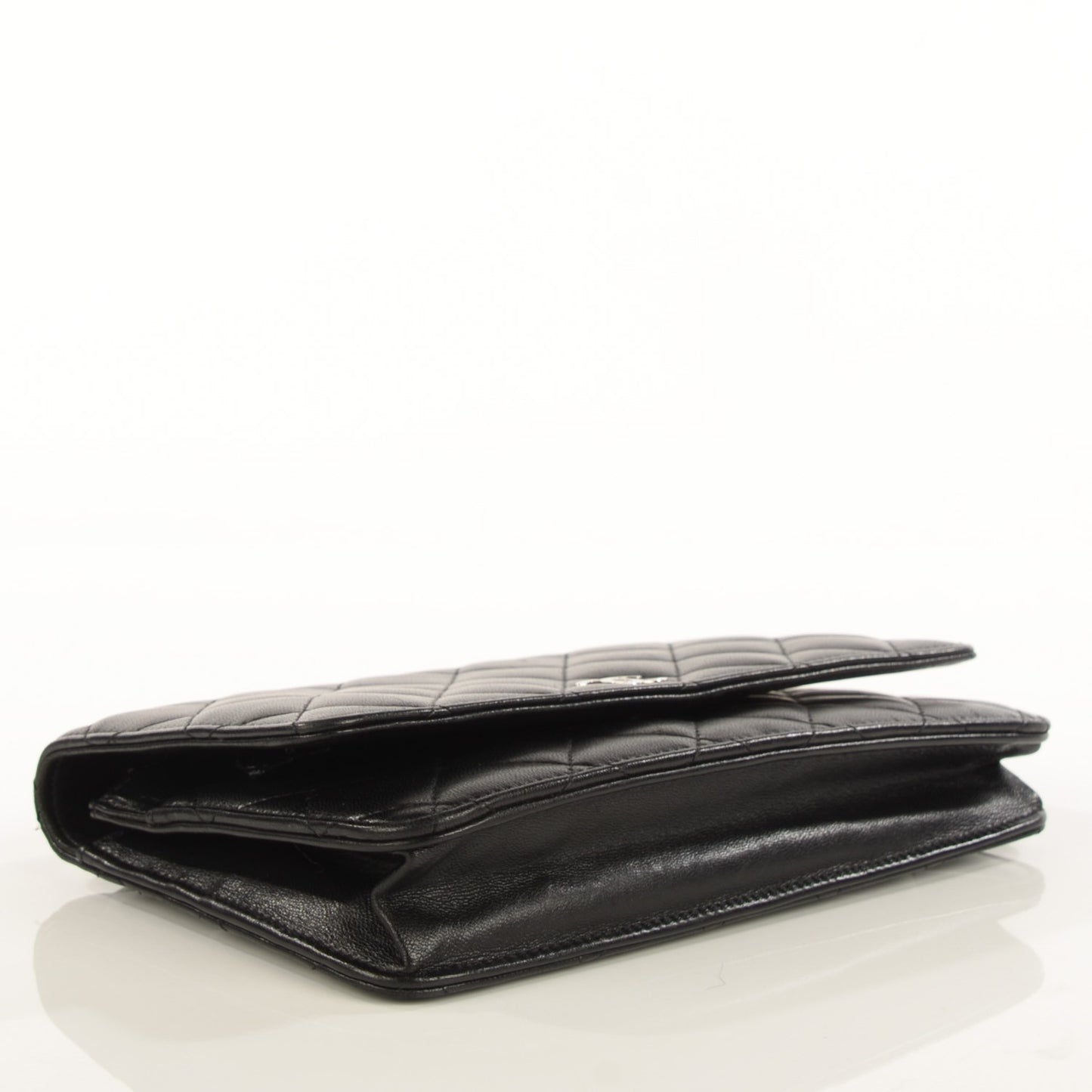 Lambskin Quilted Wallet On Chain WOC Black