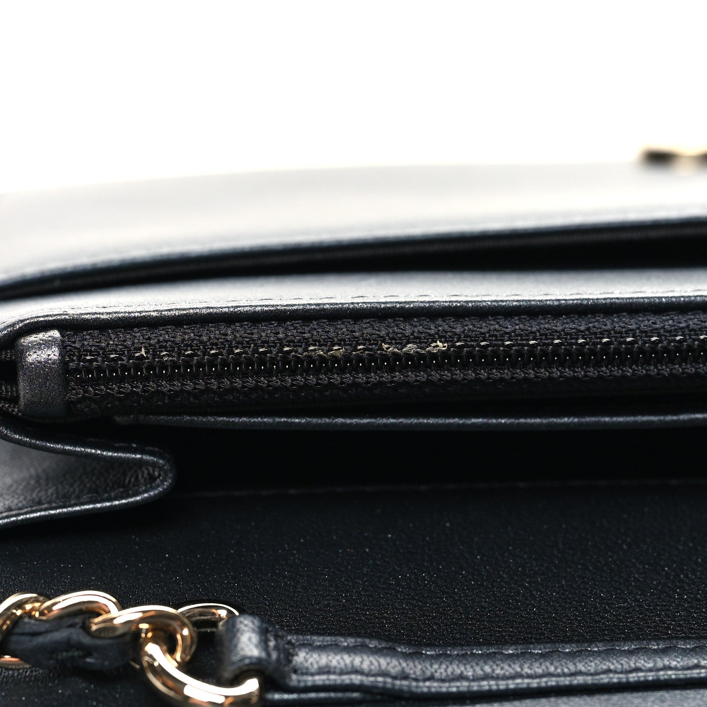 Iridescent Lambskin Quilted Pearl Wallet On Chain WOC Black