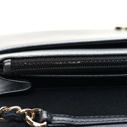Chanel Iridescent Lambskin Quilted Pearl Wallet On Chain WOC Black 12 of 14