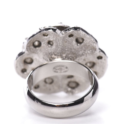 Chanel Strass CC Camellia Ring 6.25 Silver 3 of 5