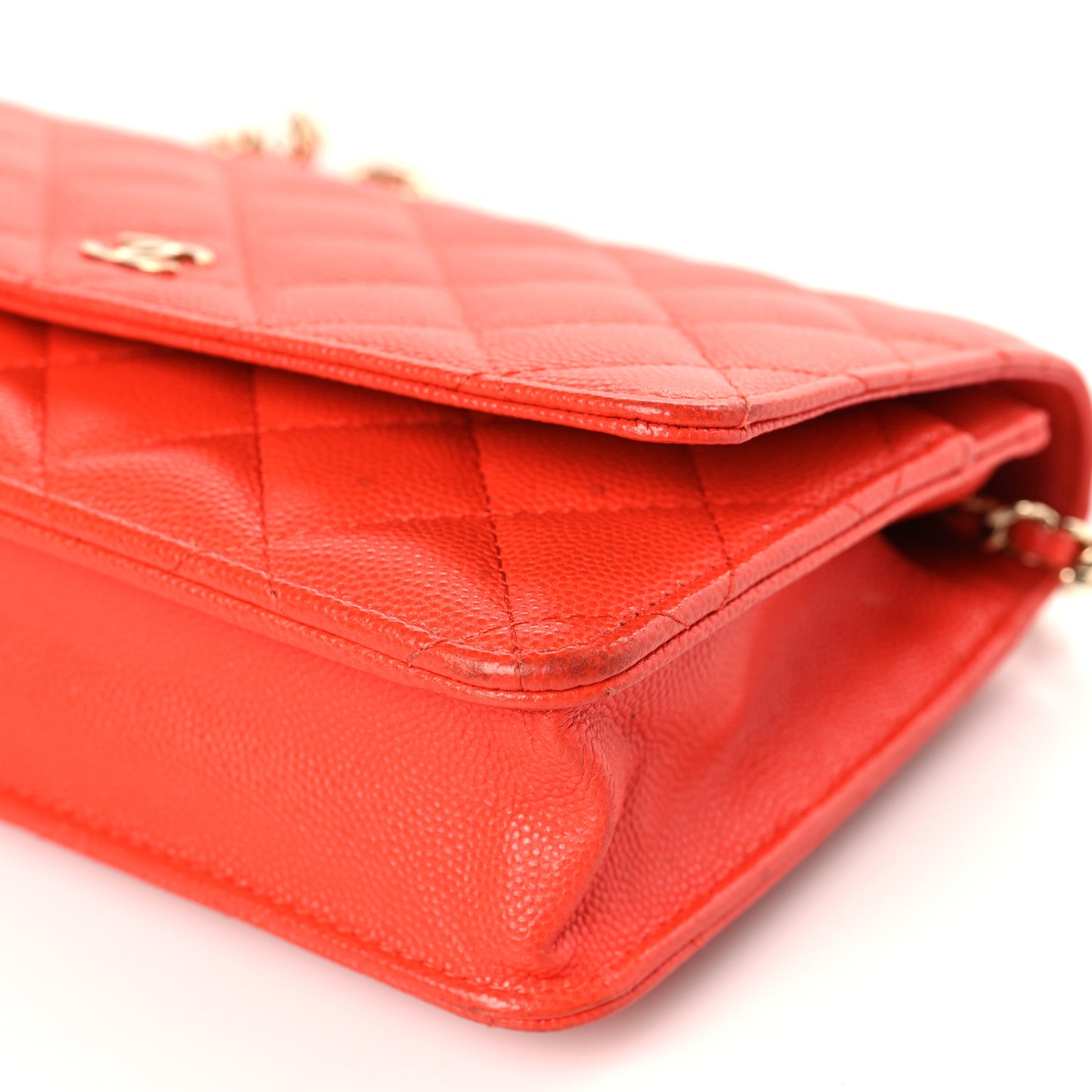Caviar Quilted Wallet on Chain WOC Orange