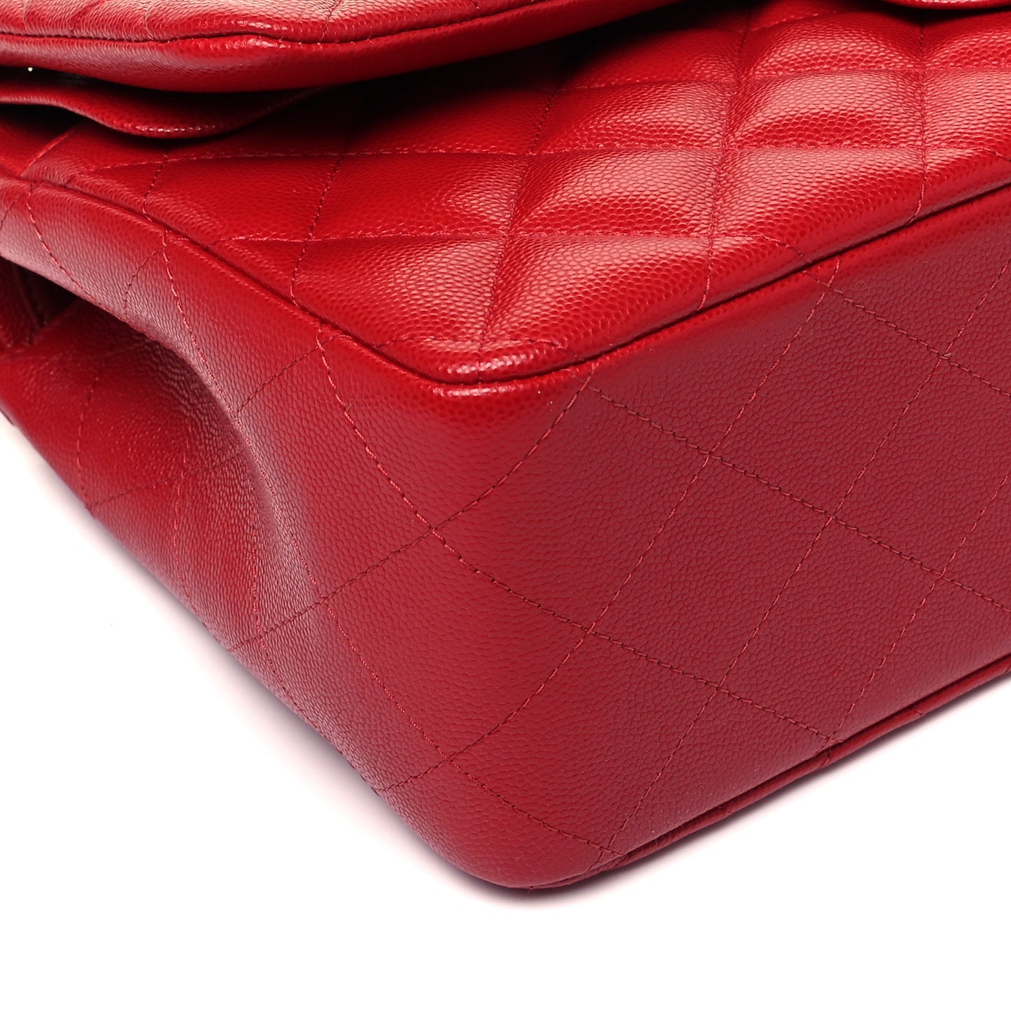 Caviar Quilted Jumbo Double Flap Red