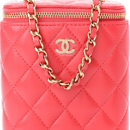 Chanel Caviar Quilted Small Vertical Coco Beauty Vanity Case With Chain Red 8 of 11